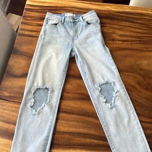 LIGHT WASH BRAND RSQ JEANS SIZE 3/26 HIGH RISE STRAIGHT LEG DISTRESSED